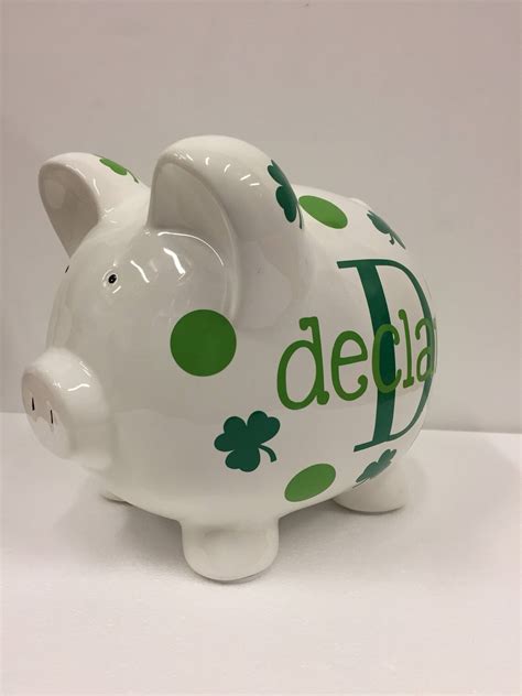 Personalized Piggy Bank Shamrock Piggy Bank Piggy Bank Irish Etsy