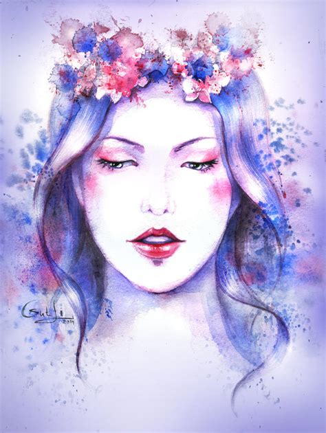 Watercolor Face Girl By Lidiagutman On Deviantart