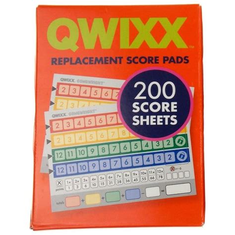 Qwixx Toys Gamewright Qwixx Replacement Dice Game Score Pads Sheets
