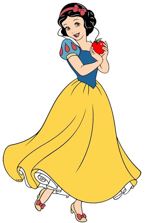 snow white holding an apple in her hand