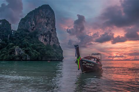 Sunset From Railay Beach Krabi Thailand By Photosof Nyc On 500px