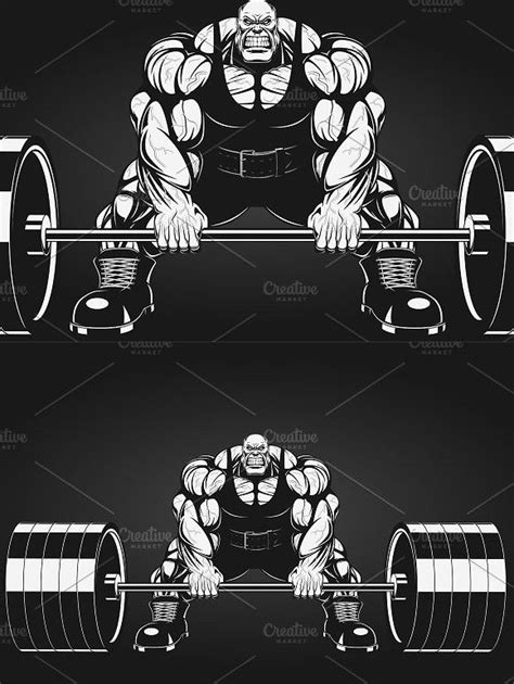 Bodybuilder With A Barbell Bodybuilder Barbell Vector Graphics Gym