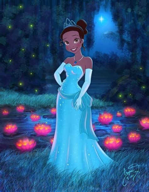 The Princess And The Frog Is Standing In Front Of Pumpkins With Glowing