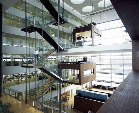 Office Space With Open Atrium Work Pods External Stair Multi Height