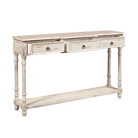 Small Space Distressed White Entryway Console Table