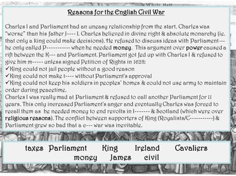 English Civil War Causes Teaching Resources