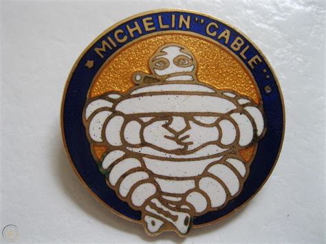 Michelin Cable Bibendum Enameled Badge Lapel Pin Cigar 1920 Very Rare