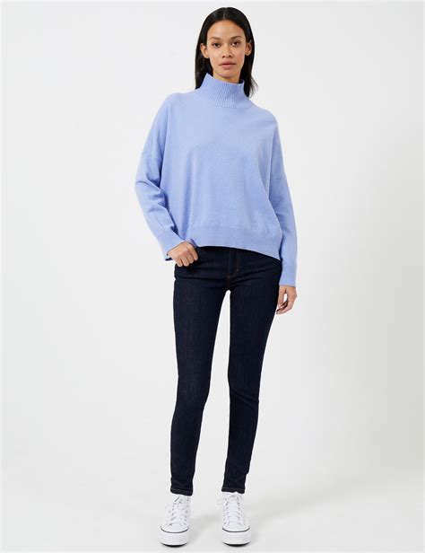 Jeanie Vhari Recycled Roll Neck Jumper Paradise Blue Mel French Connection Uk