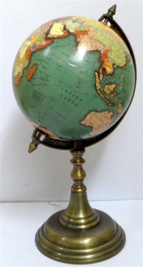 Antique Brass World Globe 16 Tall Collectible Nautical Etsy