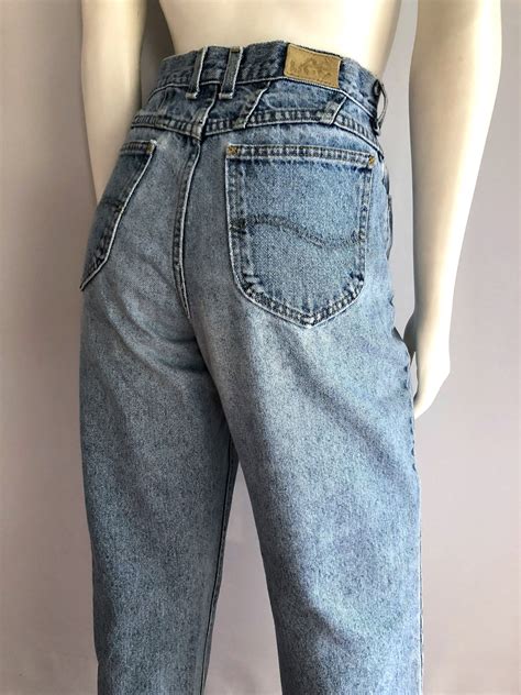 Vintage 80 S Lee Jeans Usa High Waisted Tapered Leg Denim M Etsy