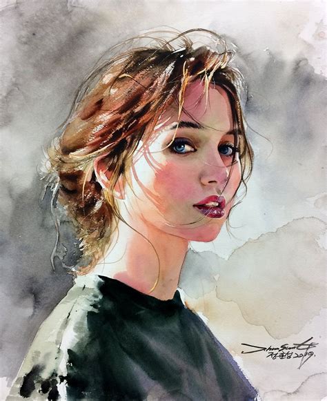 A Watercolor Painting Of A Woman S Face