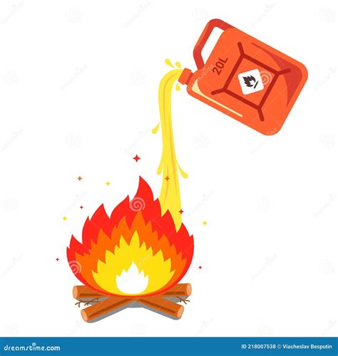 Pouring Gasoline Into The Fire Stock Vector Illustration Of Caution