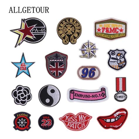 Free Shipping 16pcslot Mixed Embroidered Logo Patch Appliques Iron On