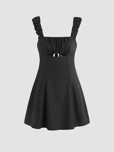 Solid Cut Out Bowknot Dress Cider