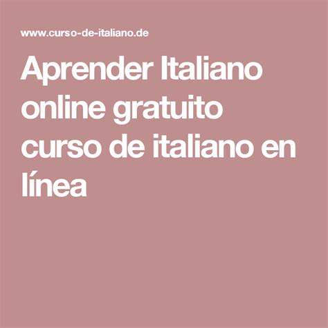 Aprender Italiano Online Gratuito Curso De Italiano En Línea Learning