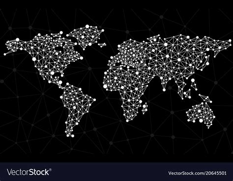 Abstract Polygonal World Map With Dots And Lines Vector Image