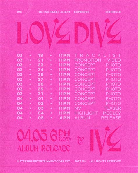 Ive Reveal Comeback Schedule For Love Dive Single Album Allkpop