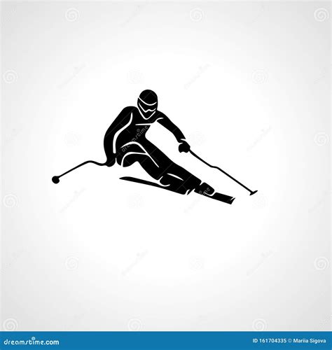 Giant Slalom Ski Racer Silhouette Vector Illustration Stock Vector