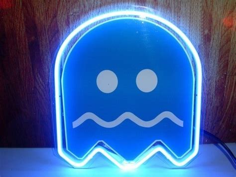 10x10 Pacman Blue Ghost Beer Bar Pub Neon Light Sign S06 7