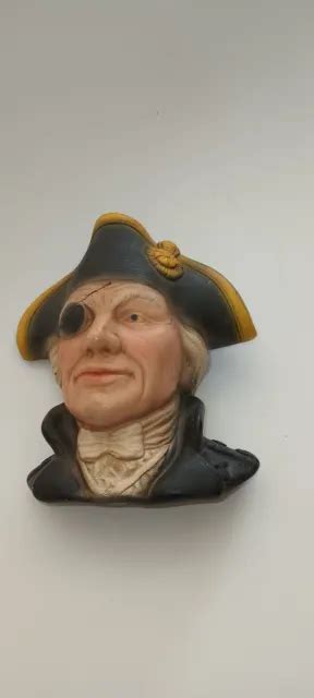 Vintage Chalkware Head Bosson Style Pirate Decorative Wall Hanging