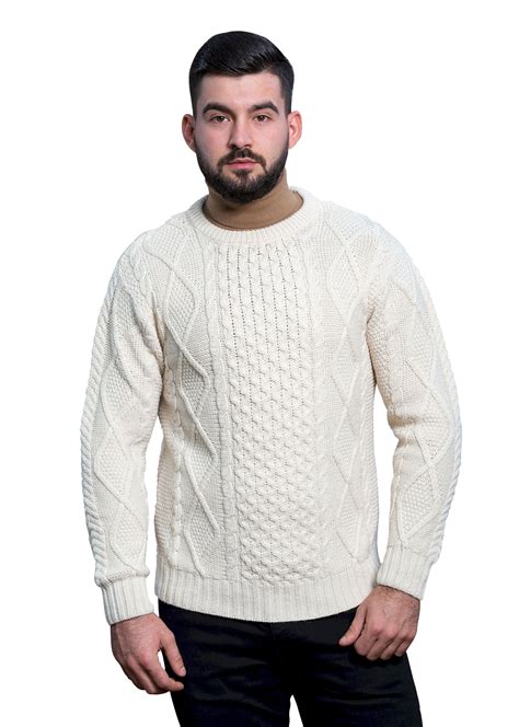 Saol Saol Irish Sweater For Men Cable Knit Fisherman Aran Pullover