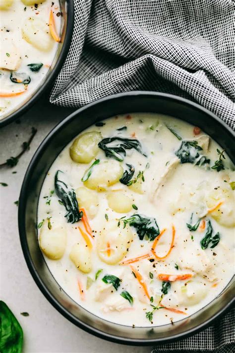 Throw the chopped vegetables, garlic, chicken and stock/broth into the slow cooker or instant pot. Creamy Chicken Gnocchi Soup (Olive Garden Copycat ...
