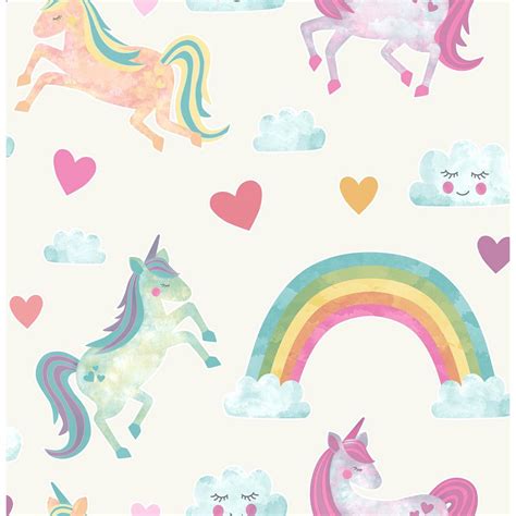Glitter unicorn wallpaper rainbow unicorn pink wallpaper pink unicorn images stock photos vectors shutterstock Brewster 56.4 sq. ft. Elora Cream Unicorn Wonderland Wallpaper-HN002658 - The Home Depot
