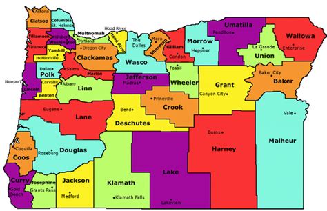 Exploring Oregon Map Of Counties A Tourists Guide Map Of The Usa