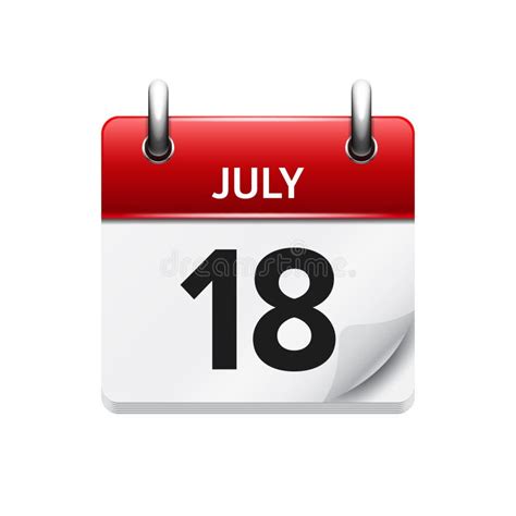 July 18 Vector Flat Daily Calendar Icon Date And Time Day Month