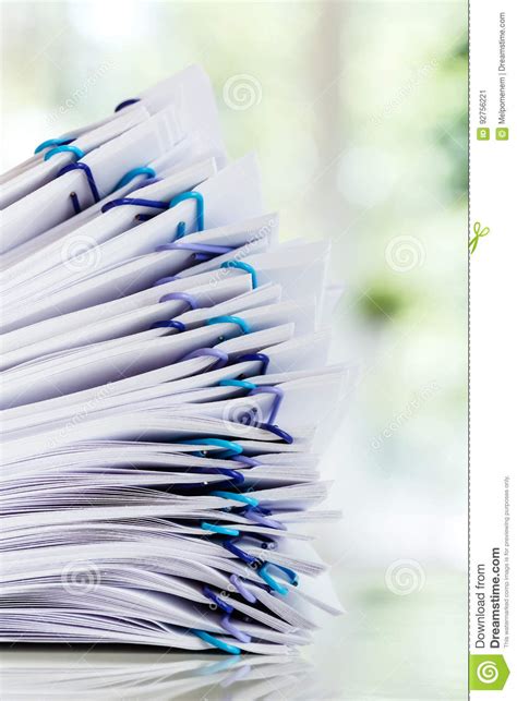 Pile Of Papers Organized With Paper Clips Stock Image Image Of File