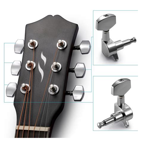 Irin 6 Pieces Sliver Acoustic Guitar Machine Heads Knobs Guitar String Tuning Peg Tuner3 For