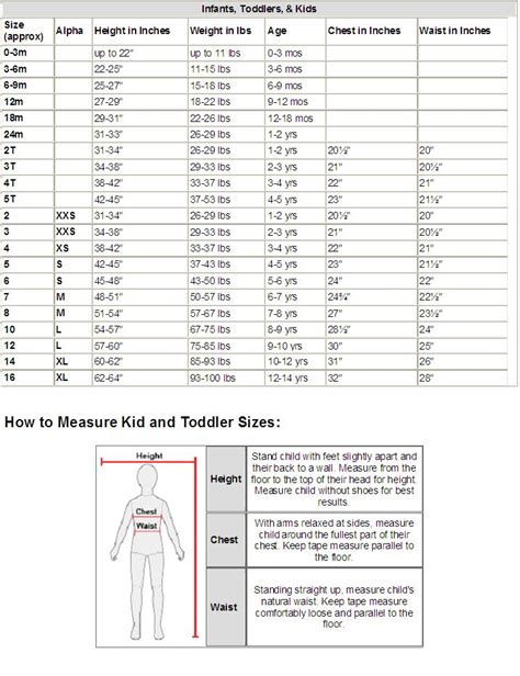 Disney Clothes Size Chart