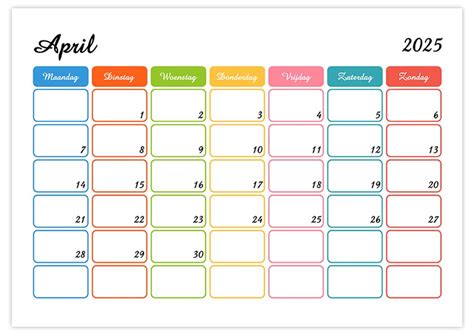 Mooie Kalender Planner April 2025