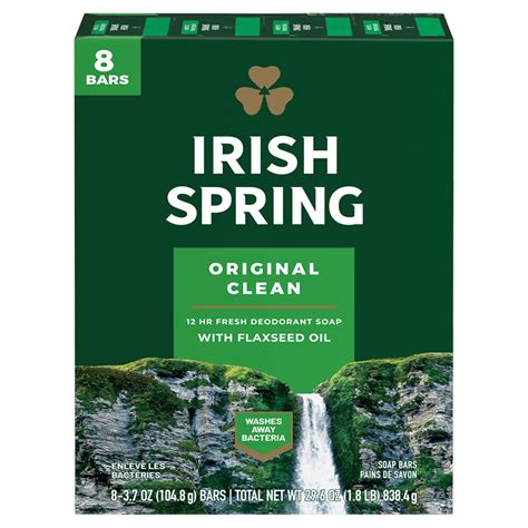 Irish Spring Original Clean Deodorant Bar Soap For Men 37 Oz 8 Pack
