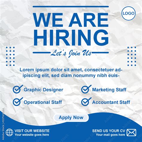 Job Vacancy We Are Hiring Poster Banner Social Media Post Template