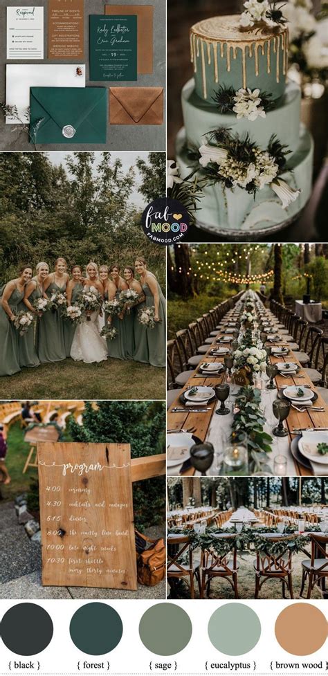 Sage Green Wedding Colour Theme With Black And White For Woodland