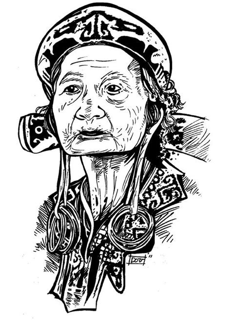 Nenek Dayak By Jaricanggih Tato Borneo Sketsa Seni Tradisional