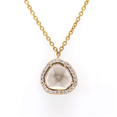 14k Yellow Gold Trapiche Diamond Slice Necklace Judith Arnell Jewelers