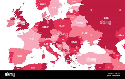 Political Map Of Europe And Caucasian Region In Shades Of Maroon On