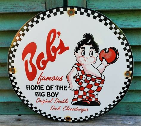 Old Vintage Bobs Big Boy Porcelain Restaurant Food Diner Advertising