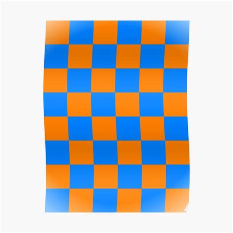Orange And Blue Checkerboard Pattern Poster By Mary Riley