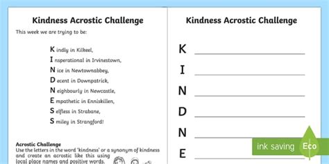 Kindness Acrostic Poem Worksheet English Resource Twinkl