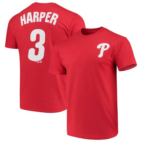 Men S Majestic Bryce Harper Red Philadelphia Phillies Name And Number T Shirt