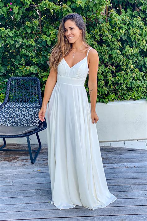 Ivory Maxi Dress With Embroidered Back And Button Detail Maxi Dresses
