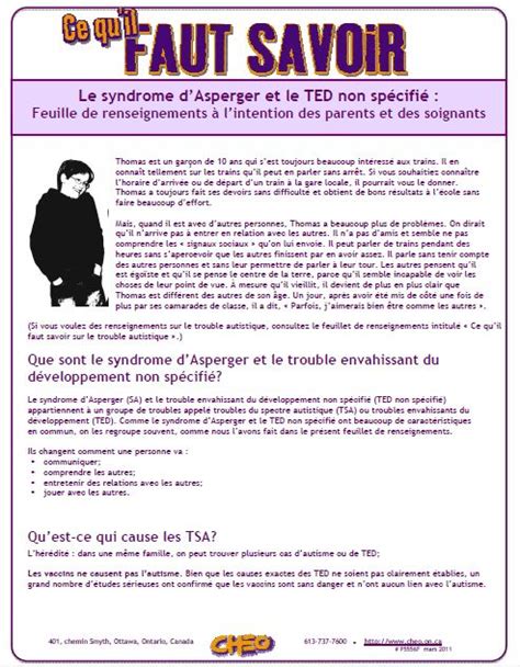 A clinical cohort study / cassidy s, bradley p, robinson j, et al // lancet psychiatry. Le syndrome d'Asperger et le TED non spécifié : Feuille de ...
