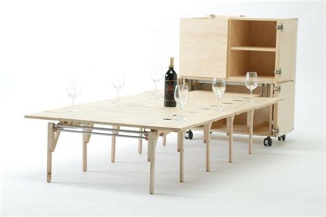 Contemporary style event folding table for hospitality facility, banquet hall, restaurant, dining room. Mobile Dining Unit That Reveals A Surprisingly Large ...