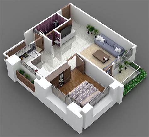 1 Bhk House Plan 3d Home And Aplliances