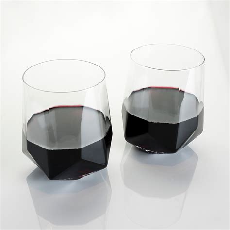Raye Faceted Crystal Wine Glass Set Of 2 Viski Touch Of Modern