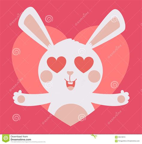 Cute Bunny Crazy In Love Inside Heart Stock Vector Image