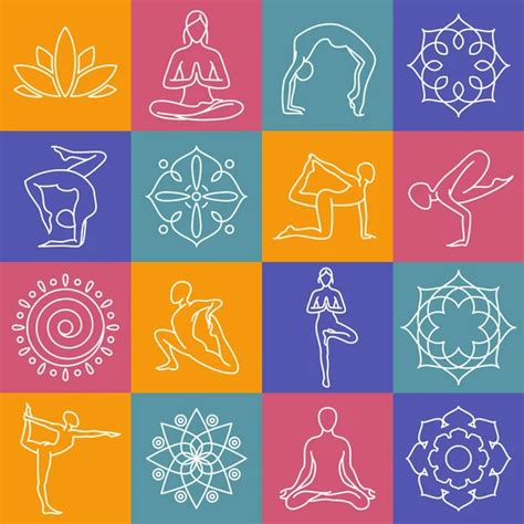 Yoga Symbols Yoga Symbols And Poses For Pilates Studio Or Zen Healthy